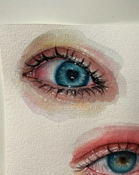 Eyes Drawing With Watercolor, How To Draw Eyes With Colored Pencils, Watercolor Art Eyes, Hyper Realistic Eye Drawing, Water Colour Ideas, Drawing Ideas Colorful, Watercolour Eye, Eye Watercolor Painting, Realistic Eye Drawing