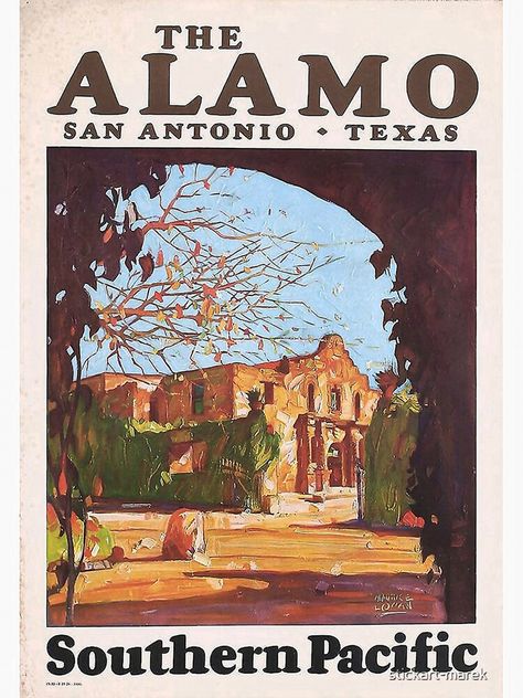 Alamo San Antonio, Paris Travel Poster, Chicago Print, Southern Pacific, The Alamo, Paris Poster, Texas Travel, A4 Poster, San Antonio Texas