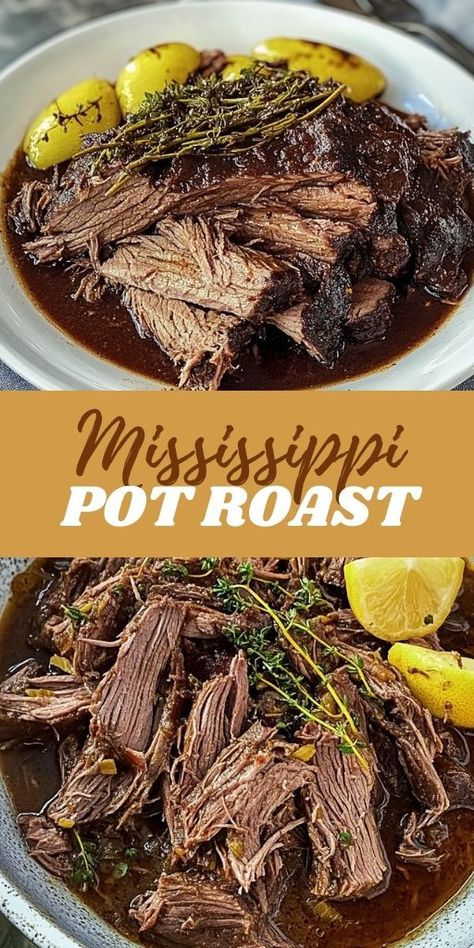 This Slow Cooker Mississippi Pot Roast is a melt-in-your-mouth classic. 🥩✨ Made with tender beef, ranch seasoning, au jus mix, and pepperoncini, it’s a perfect blend of tangy and savory flavors. 🍽️ Whether for Sunday dinner or meal prepping, this one-pot recipe pairs perfectly with mashed potatoes, rice, or roasted veggies. #MississippiPotRoast #SlowCookerRecipes #ComfortFood #EasyDinnerIdeas #BeefDishes #FamilyMeals 🥘💕 Slow Cooker Mississippi Pot Roast, Mississippi Pot Roast, With Mashed Potatoes, Ranch Seasoning, Meal Prepping, Sunday Dinner, Delicious Dinner Recipes, Beef Dishes, Roasted Veggies