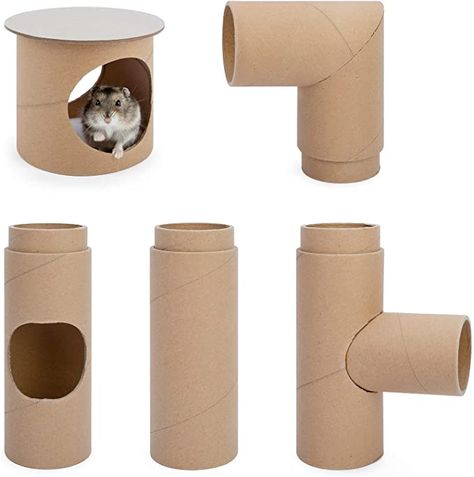 Mouse Diy Toy, Hamster Tube Ideas, Diy Pet Mouse Toys, Hamster Clothes Diy, Diy Hamster Tunnels, Diy Hamster Cage Accessories, Diy Mouse Toys Pet Mice, Hamster House Ideas Diy, Pet Mouse Diy