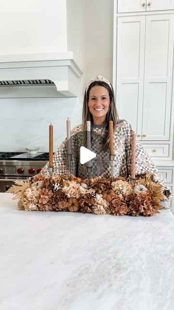 Ashley Savage | Creator | Atlanta, GA on Instagram: "🍂Fall Pool Noodle Centerpiece🍂 comment SHOP to get the details to this fall DIY! I have been working on getting all of my fall/halloween decor out this weekend including a few fun fall projects like this pool noodle diy! It was so easy to make and looks so pretty on my kitchen island! 
•
•
•
#fallcenterpiece #falldiy #falldiydecor #falldecorations #falldecoratingideas #falloween #falldecor #ltkseasonal #ltkhome #diyhomedecor #fallcrafts" Fall Table Garland Ideas, Pool Noodle Fall Decor, Pool Noodle Christmas Centerpiece, Fall Island Centerpiece Ideas, Pool Noodle Centerpiece Ideas, Pool Noodle Centerpiece, Autumn Centerpieces For Table, Kitchen Island Fall Decor, Pool Noodle Diy