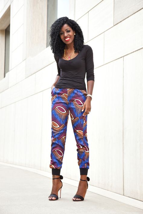 Style Pantry Ankara Joggers For Ladies, Ankara Joggers, Ruched Blouse, Style Pantry, African Clothes, Natural Black Women, Ankara Print, Printed Joggers, Women Street