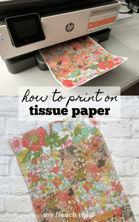 Printing On Tissue Paper Tutorials, How To Print On Tissue Paper, Print On Tissue Paper, Printing On Tissue Paper, Custom Tissue Paper, Decoupage Tissue Paper, Easy Paper Flowers, Book Page Crafts, Modern Crafts