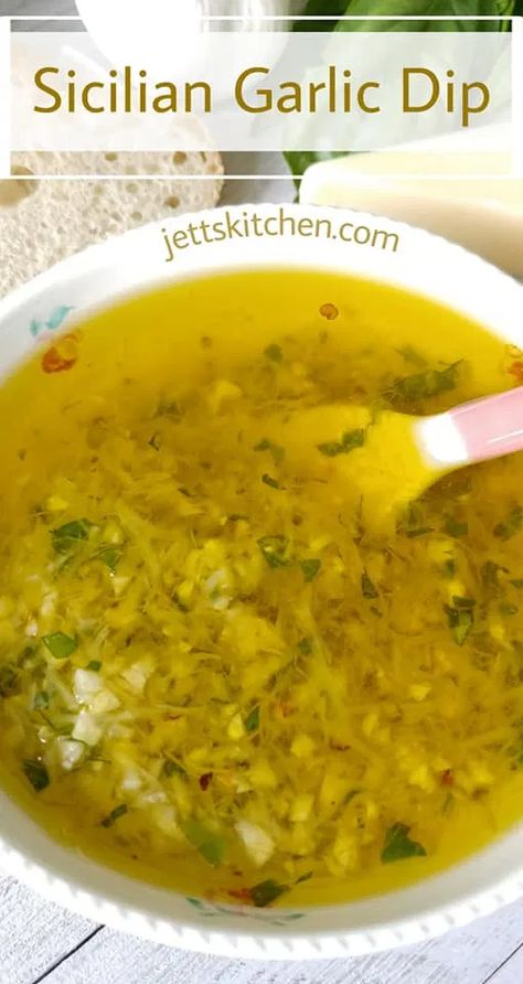 Sicilian Garlic Dipping Oil, Italian Butter - Jett's Kitchen Macaroni Grill Dipping Oil, Italian Dipping Oil For Bread, Garlic Dipping Oil, Bread Dipping Sauce, Bread Dips, Bread Dipping Oil Recipe, Dipping Oil Recipe, Italian Butter, Olive Oil Dip For Bread