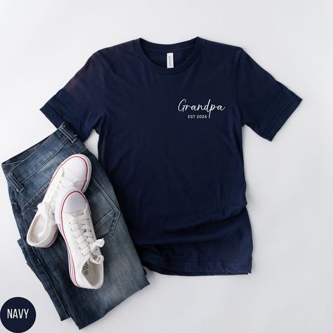 Grandpa Est 2024 Shirt, Custom Poppy Tee, Gift for Papi, Papa Shirt, Gift For Pops, New Grandpa, New Poppy, Pregnancy Reveal Announcement by Everydaydesi on Etsy Papa Shirt, Pregnancy Reveal, My Wife Is, Pregnancy Reveals, Short Sleeve Shirts, Custom Shirts, San Jose, Short Sleeve Shirt, Poppies