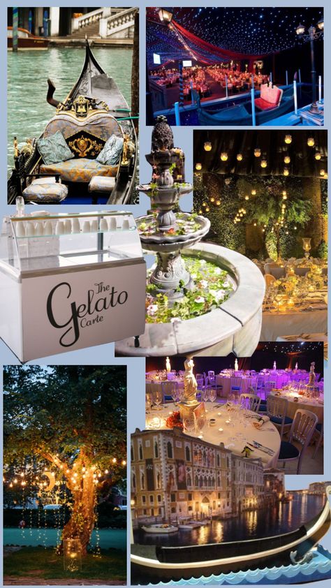 Venice Prom Theme, Night In Venice Prom Theme, Prom Ideas Theme, Unique Prom Themes, Prom Committee, Banquet Ideas, Prom Themes, Moodboard Collage, Prom Theme