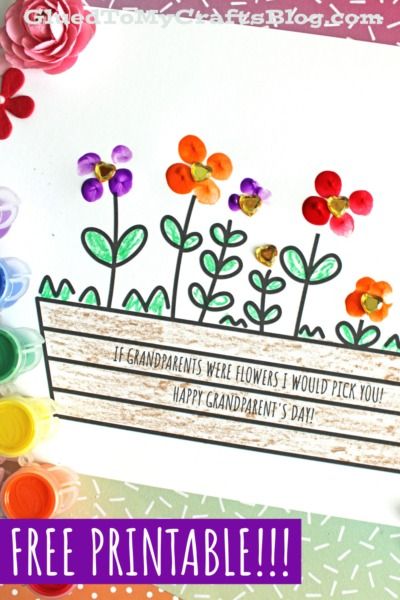 Fingerprint Flower Card Idea For Grandparent's Day - Glued To My Crafts Grandparent Preschool Craft, Grandparents Day Art Projects, Grandparents Day Art For Kids, Crafts To Do With Grandparents, Grandparent's Day Craft, Grandparents Day Activities For Toddlers, Free Grandparents Day Printables, Easy Grandparents Day Crafts For Kids, Grandparents Day Crafts For Kindergarten