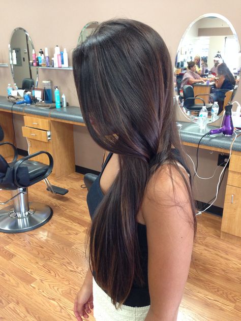 Natural balayage Asian Hair Straight, Subtle Bayalage, Long Hair Japanese, Asian Highlights, Asian Black Hair, Balayage Asian, Balayage Asian Hair, Espresso Hair, Balyage Long Hair