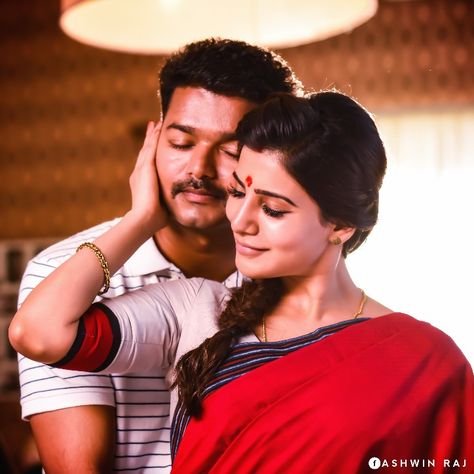 Theri Movie Images, Theri Images, Vijay And Samantha, Sachin Movie, Mersal Vijay, Vijay Samantha, Movie Rating, Best Couple Pictures, Samantha Images