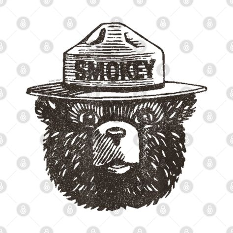 The Bear Tattoo, Smokey The Bear, Smokey Bear, Smokey The Bears, Bear Tattoo, American Icons, Tattoo Outline, Birthday Stickers, Forest Fire