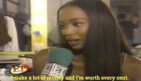 Naomi Campbell saying I make a lot of money and i’m worth every cent into an ET News Microphone Knowing Your Worth, Lots Of Money, Naomi Campbell, Fashion Pictures, My Vibe, Knowing You, We Heart It, Vision Board, Atlanta