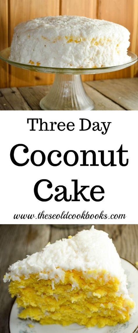 This Three Day Coconut Cake uses a boxed cake mix and just three other ingredients to make a delicious dessert for the coconut lovers in your life. Three Day Coconut Cake Recipe, 3 Day Coconut Cake Recipe, Golden Butter Cake, Coconut Pound Cake, Coconut Loaf Cake, Coconut Loaf, Coconut Cake Recipe, Scrumptious Food, Sour Cream Cake