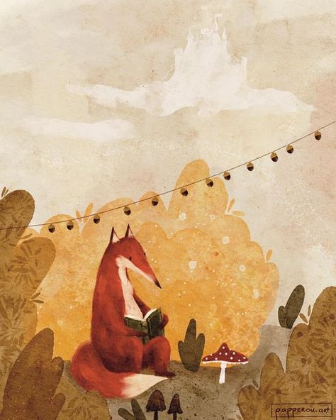 Fox In Forest Illustration, Paint Forest, Red Fox Art, Fox Painting, Storybook Art, Inspirational Illustration, Autumn Illustration, Fox Illustration, Book Cover Illustration