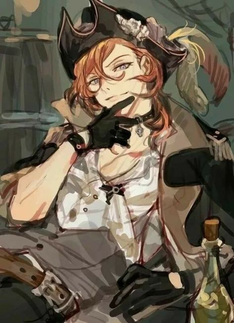 The fiercest pirate to roam the seas: Captain Chuuya Funny Chat, Dazai Bungou Stray Dogs, Chuuya Nakahara, Diabolik, Dazai Osamu, Bongou Stray Dogs, Stray Dogs Anime, Cardcaptor Sakura, Manga Illustration