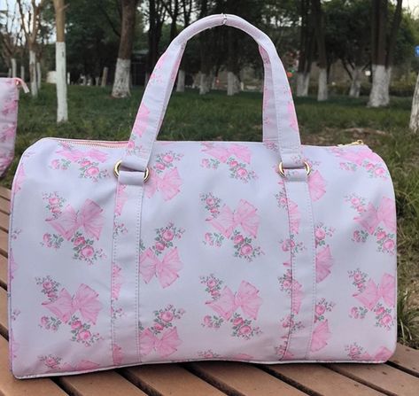 Love Shack Fancy Inspired Choice of 2 Colors! Duffle Bag Rose Bow, Travel Bag, Gym Bag, Coquette, Shabby Chic, Cottage, Luggage, Weekend Bag by VictorianSoiree on Etsy Bow Bedroom, Pink Duffle Bag, Bday List, Dream Bag, Weekender Bags, Estilo Shabby Chic, Love Shack Fancy, Pinterest Ideas, Girly Bags