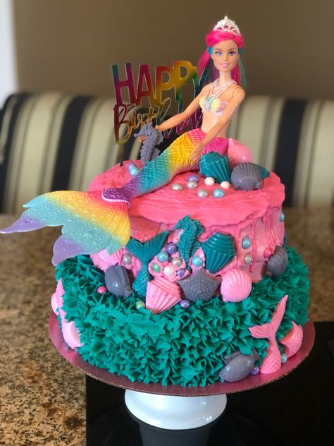 Barbie Mermaid Cake Topper, Mermaid Barbie Cake, Cakes 2023, Frosting Ideas, Barbie Mermaid, 25th Birthday Cakes, 6th Birthday Cakes, 2023 Ideas, Mermaid Birthday Cakes