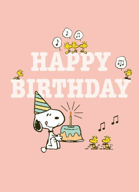 Cute Snoopy Pictures, Happy Birthday Snoopy, Peanuts Happy Birthday, Happy Birthday Aesthetic, Pink Snoopy, Friends Singing, Snoopy Cake, Cake Birthday Card, Happy Birthday Pink