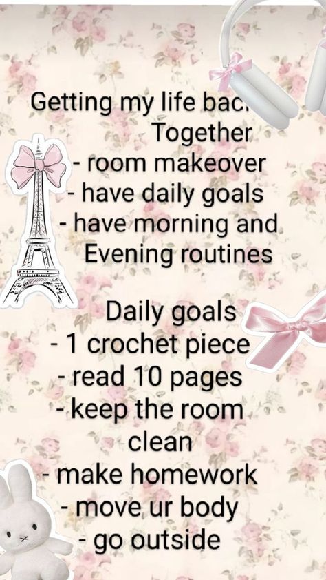 Getting My Life Back Together, Daily Goals, Evening Routine, Get My Life Together, Back Together, Go Outside, Room Makeover, My Life, Reading