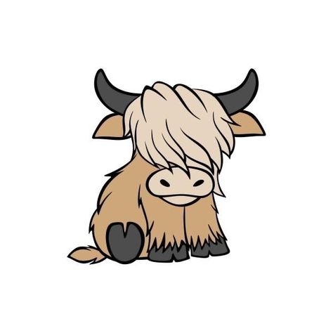 How To Draw Cartoon Cow, Cute Easy Western Drawings, Fluffy Cow Painting Easy, Cute Cartoon Cow Drawings, Cow Doodle Cute, Cute Easy Cow Drawing, High Land Cow Drawing, Cute Country Drawings Easy, Highland Cows Tattoos