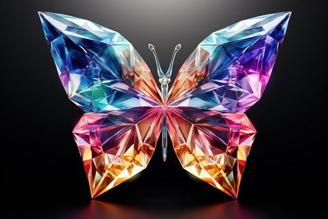 Butterfly gemstone jewelry crystal. | Premium Photo Illustration - rawpixel Butterfly Black Background, Background Butterfly, Crystal Illustration, Background Animal, Hanna Karlzon, Rainbow Butterfly, Jewelry Crystal, Crystal Accessories, Download Free Images