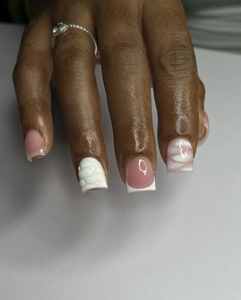 Valentines Nails Overlay, Easter Acrylic Nails Short, Short Nail Design Black Women, Extra Short Nails Design, Extra Birthday Nails Short, Short Length Acrylic Nails, Extra Small Nails, Shorter Acrylic Nails, Extra Short Nails Ideas