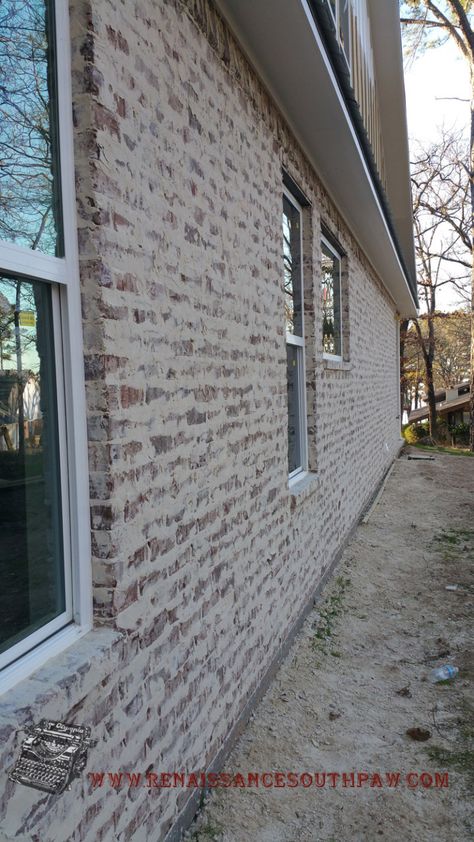 MORE Brick MORTAR WASH – Renaissance Southpaw Brick Mortar Wash, German Smear Brick Exterior, Mortar Wash, German Smear Brick, Restaurant Remodel, Lime Wash Brick, German Smear, Painted Brick Exteriors, Brick Accent Walls