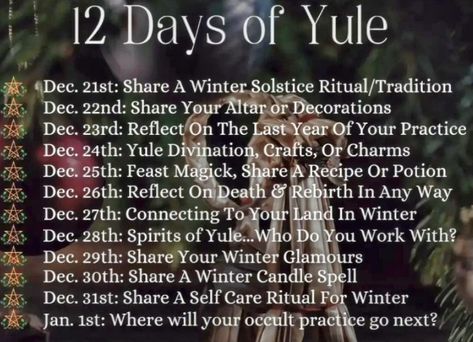 12 Days Of Yule Rituals, 12 Days Of Yule Traditions, 12 Days Of Yule Advent Calendar, The 12 Days Of Yule, Yule Shadow Work, Yule 12 Days, How To Celebrate The 12 Days Of Yule, 12 Nights Of Yule Winter Solstice, Winter Solstice Spiritual Meaning