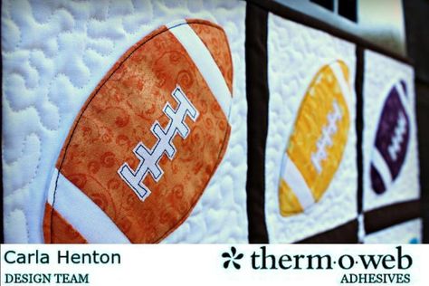 Free Quilt Pattern: Dimensional Football Quilt Block Football Quilt, Quilt Pattern Free, Sports Quilts, Boy Quilts, Organize Fabric, Pattern Store, Pattern Library, Quilted Table Runners, Free Quilting