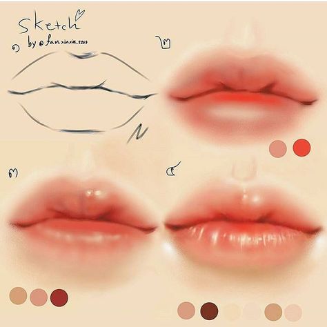 الفن الرقمي, Digital Art Beginner, Drawing Faces, Lips Drawing, Poses References, Digital Painting Tutorials, Ibis Paint, Drawing Tutorials, Digital Art Tutorial