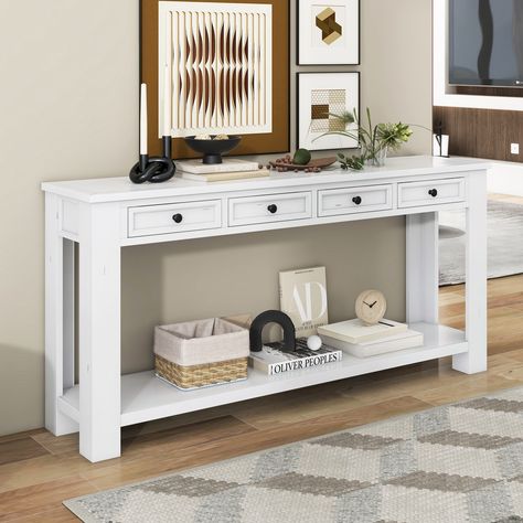 ❤RUSTIC CHIC SOFA TABLE: Classic accent table fits perfectly in any living room. What a stylish piece of console table set to elevate your living room or foyer entryway space! Shelf For Entryway, Sofa Table With Storage, Console Table Sofa, Rustic Console Tables, Chic Sofa, Console Table With Drawers, Foyer Entryway, Entryway Console Table, Studio Table