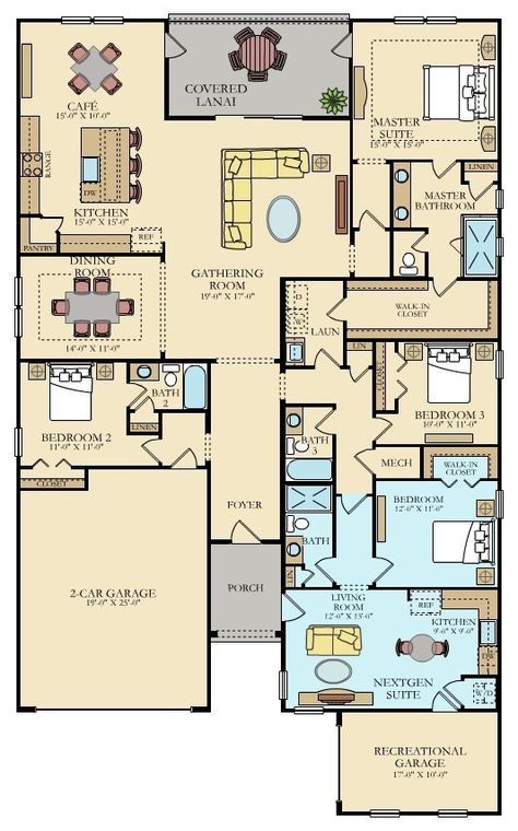 Next Gen Homes, Multigenerational House Plans, Multigenerational House, Family House Plans, House Blueprints, New Home Construction, New House Plans, Farmhouse Plans, Sims House