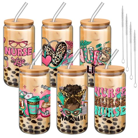 PRICES MAY VARY. Nurse Appreciation Gifts: the package comes with 6 can shaped nurse mug in 6 different styles, each equipped with 1 bamboo lid and 1 glass straw, and 4 straw brushes are included to help your cleaning of straws and cups, convenient for your daily use, or as gifts Nurse Theme Design: these nurse gifts for women are available in 6 styles, printed with some simple words and related patterns, elegant and classic, you can choose as your preference Reliable to Use: the nurse coffee tu Can Shaped Glasses, Cna Week, Nurse Assistant, Women Birthday Party, Gifts For Women Birthday, Woman Birthday Party, Drinking Cups, Nurse Mugs, Nurse Appreciation Gifts