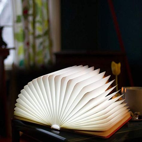 Veesee Mini 8 Colors Folding Book Lamp, Led Book-Shaped Night Light, Rechargeable Desk Table Nightstand Bedroom Lamps, Beside Bed Lights(Brown) - - Amazon.com Book Lamp, Mood Lights, Bedroom Table, Creative Books, Wooden Table Lamps, Wooden Books, Book Lights, Book Folding, Desk Light