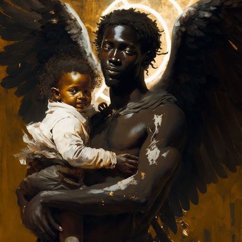 Black Artwork Inspiration, African Angel, Black Power Art, Madonna Art, Black Angel, African Art Paintings, Afrocentric Art, Black Art Painting, Muse Art