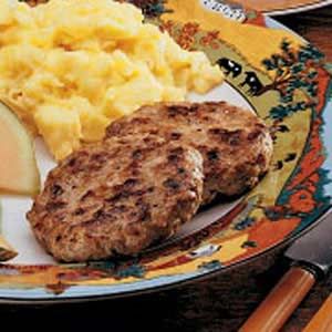 Rabbit Breakfast Sausage Recipe -As a palate-pleasing alternative to traditional pork sausage, my husband and I created this lower-fat version. It's moist, flavorful and delicious. We especially enjoy it for breakfast or brunch.                                     —Carol Heuschkel, Winsted, Connecticut Rabbit Dishes, Breakfast Sausage Recipes, Sausage Patties, Sage Sausage, Patties Recipe, Wild Game Recipes, Sausage Patty, Breakfast Sausage, Homemade Sausage