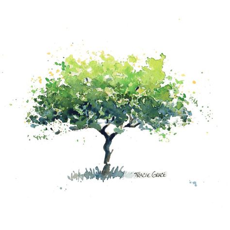 Reminder: Tree Painting Watercolor Class Watercolour Tree, Umbrella Tree, Tree Watercolor Painting, Tree Watercolor, Landscape Sketch, Watercolor Tree, Watercolor Paintings Easy, Seni Cat Air, 수채화 그림