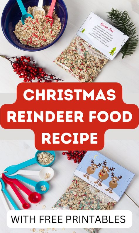 How to make Christmas Reindeer Food, fun christmas tradition with free printable reindeer food tags Printable Reindeer Food Tags, Reindeer Food Printable Free, Christmas Reindeer Food, Free Printable Reindeer, Reindeer Food Recipe, Reindeer Food Printable, Carrots Healthy, Deer Food, Preschool Cooking