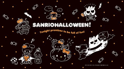 Sanrio Halloween Wallpaper Halloween Hello Kitty Wallpaper Laptop, Sanrio Halloween Wallpaper, Wallpaper Sanrio, Sanrio Halloween, Halloween Desktop Wallpaper, Ipad Mini Wallpaper, Mac Backgrounds, Hello Kitty Wallpaper Hd, Ios Theme