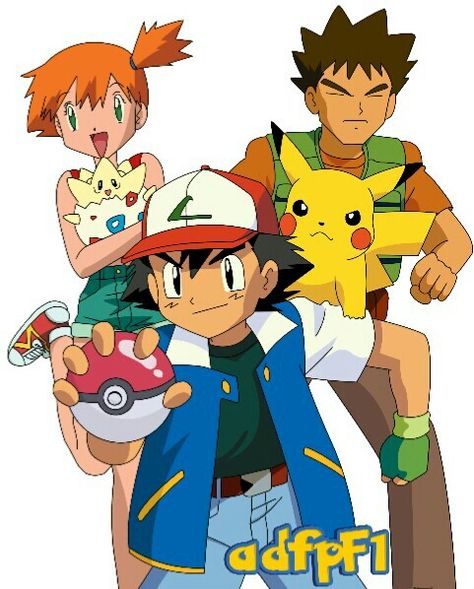 Ash, Misty and Brock Pokemon First Generation, Pokemon Indigo League, Pokemon Ash And Misty, Pokemon Cartoon, Pokémon Heroes, Pikachu Pikachu, Ash And Misty, Pikachu Art, Pokemon Poster