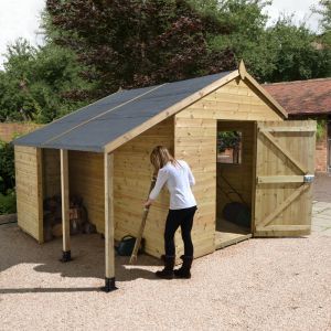 Shed With Log Store, Cheap Sheds, Sheds For Sale, Patio Pergola, Log Store, Small Sheds, Outdoor Buildings, Pergola Design, Shed Kits