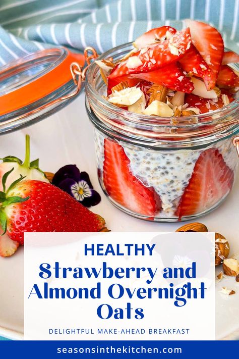 Transform your mornings with the delightful Healthy Strawberry and Almond Overnight Oats Recipe! This easy, make-ahead breakfast offers the perfect blend of sweet strawberries and crunchy almonds, ensuring a nutritious and convenient start to your day or a wholesome afternoon snack. Soaked Oats Recipe, Almond Overnight Oats, Easy Nutritious Breakfast, Soaked Oats, Lighter Recipes, Strawberry Overnight Oats, Sweet Breakfast Treats, Strawberry Almond, Wholesome Snacks