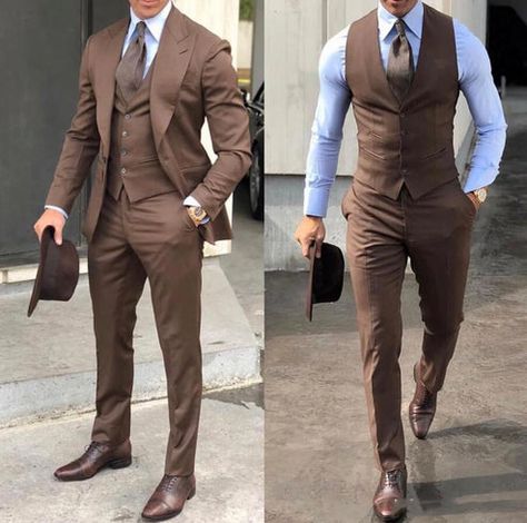 Classy Wedding Tuxedos Suits Slim Fit Bridegroom For Men 3 Pieces Groo Mens Tuxedos, Tuxedos Wedding, Wedding Suits Groomsmen, Pants Custom, Herringbone Suit, Tan Suit, Wedding Tuxedo, Sonoma Wedding, Mode Costume