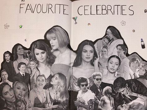 Celebrity Journal Page, My Favorites Journal Page, Celebrity Journal, Journal Inspiration Writing, Bullet Journal Paper, Bulletin Journal Ideas, Pretty Journals, Memory Journal, Diy Journal Books