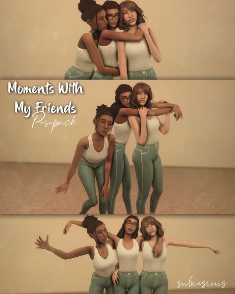 Moment With My Friends POSEPACK | Patreon Friend Poses Sims 4 Cc, In The Moment Pictures, Sims 4 Trio Poses, Sims 4 Friend Poses, Sims 4 Poses Friends, Friends Pose, Sims 4 Couple Poses, Sims Poses, Sims 4 Stories