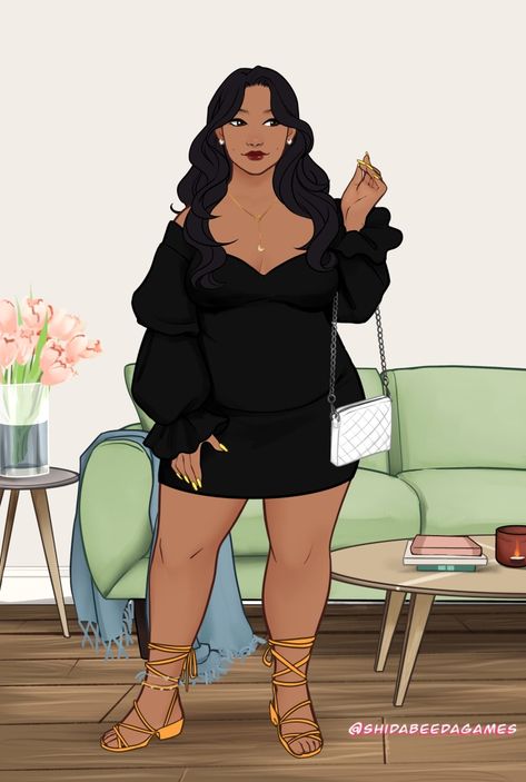 How To Draw Plus Size Women, Plus Size Girl Drawing, Curvy Girl Cartoon, Black Women Art Curvy, Plus Size Character Design, Girly Cartoons, Plus Size Rave, Rave Festival Outfits, Body Image Art