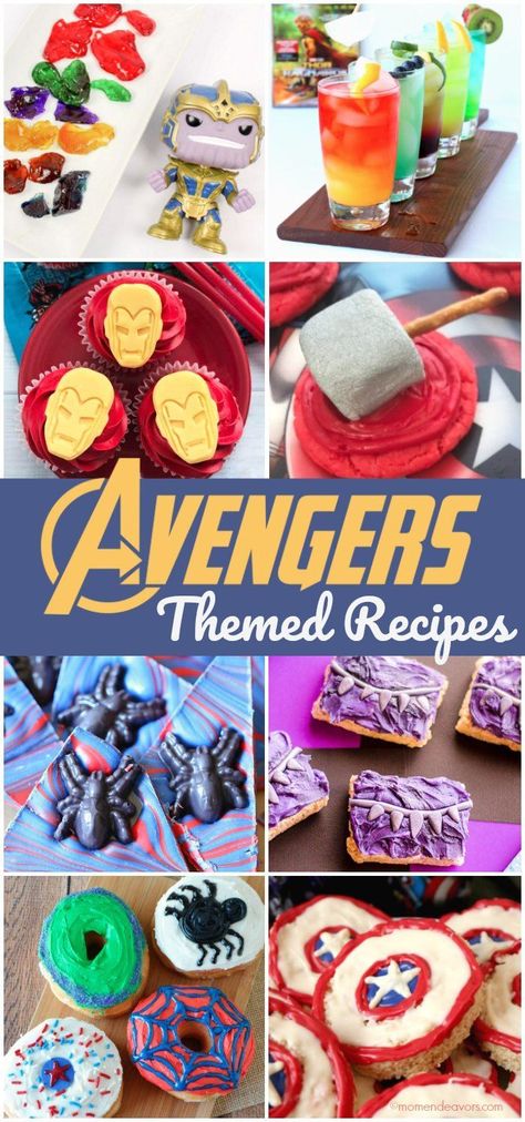 Avengers Assemble! Make movie night or your superhero party more fun with these awesome Avengers themed recipes! #Marvel #Avengers #avengersinfinitywar Superhero Movie Night, Marvel Themed Halloween Party, Marvel Sleepover Ideas, Marvel Movie Night Aesthetic, Marvel Bachelorette Party, Marvel Superhero Party, Marvel Party Ideas, Marvel Recipes, Movie Night Recipes