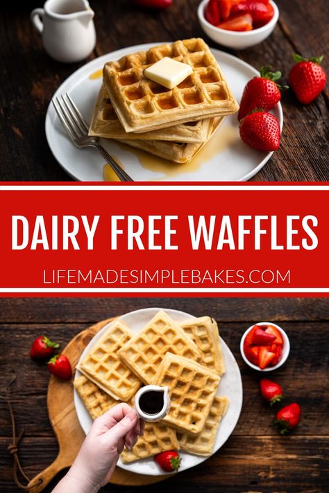 Dairy Free Waffles Recipe Waffle Recipe Without Milk, Waffle Recipe No Milk, Dairy Free Waffles, Best Waffle Recipe, Dairy Free Brownies, Milk Dairy, Dairy Free Treats, How To Make Waffles, Amazing Breakfast