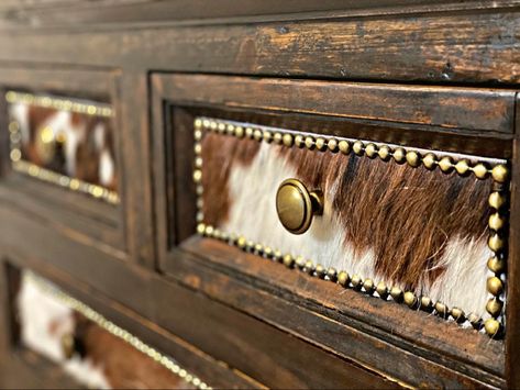 Refinished Western Furniture, Aztec Furniture Makeover, Western Dresser Furniture Diy, Western Furniture Dressers, Diy Western Furniture, Western Dresser Diy, Southwest Dresser, Western Dressers, Western Dresser Furniture