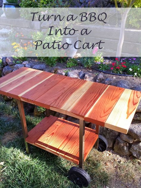 You can turn your old BBQ into a beautiful Patio Cart with some paint and lumber.  Come visit my blog and I'll show you how easy it is. Beverage Station, Diy Grill, Diy Bbq, Upcycle Garden, Bbq Island, Diy Garden Furniture, Diy Outdoor Decor, Beautiful Patios, Old Cottage