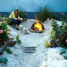 You can build a backyard beach for $200. | 51 Budget Backyard DIYs That Are Borderline Genius Backyard Movie Theaters, Backyard Hangout, Sloped Yard, Sloped Backyard, Backyard Beach, Sunset Magazine, Beach Bonfire, Beach Gardens, Budget Backyard